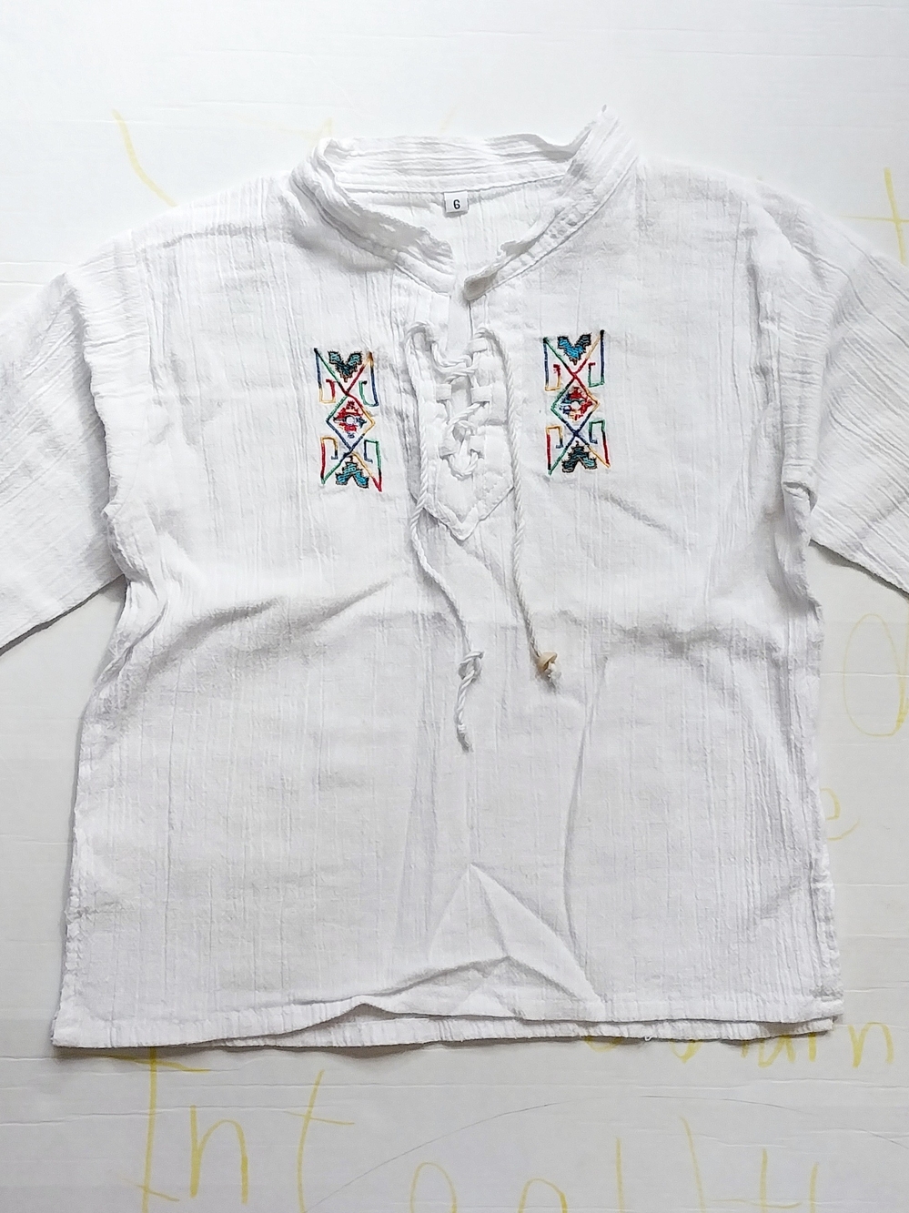 Kids Native Embroidered Lace-Up Boho Top